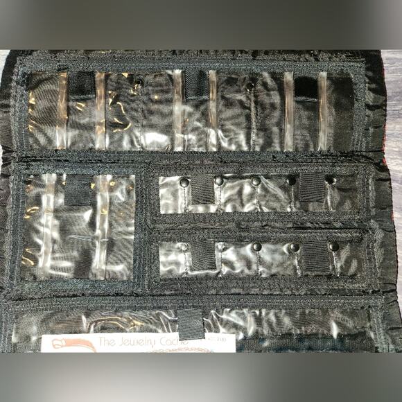 Vintage Mink Co. Red Floral Roll Up Jewelry Organizer Travel - Picture 4 of 14